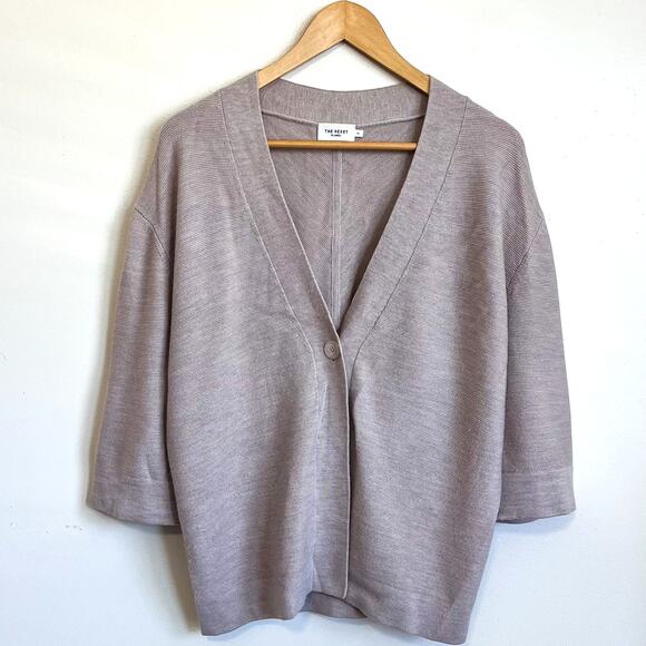 The Reset R Label Wool Womens Kimono Cardigan Tank Set Size M Beige Minimalist - Picture 4 of 15